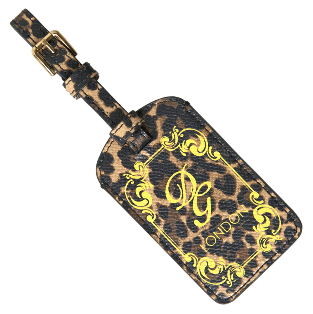 Dolce & Gabbana Multicolor Leopard Dauphine Leather DG Logo Luggage Tag - Maison Luxe
