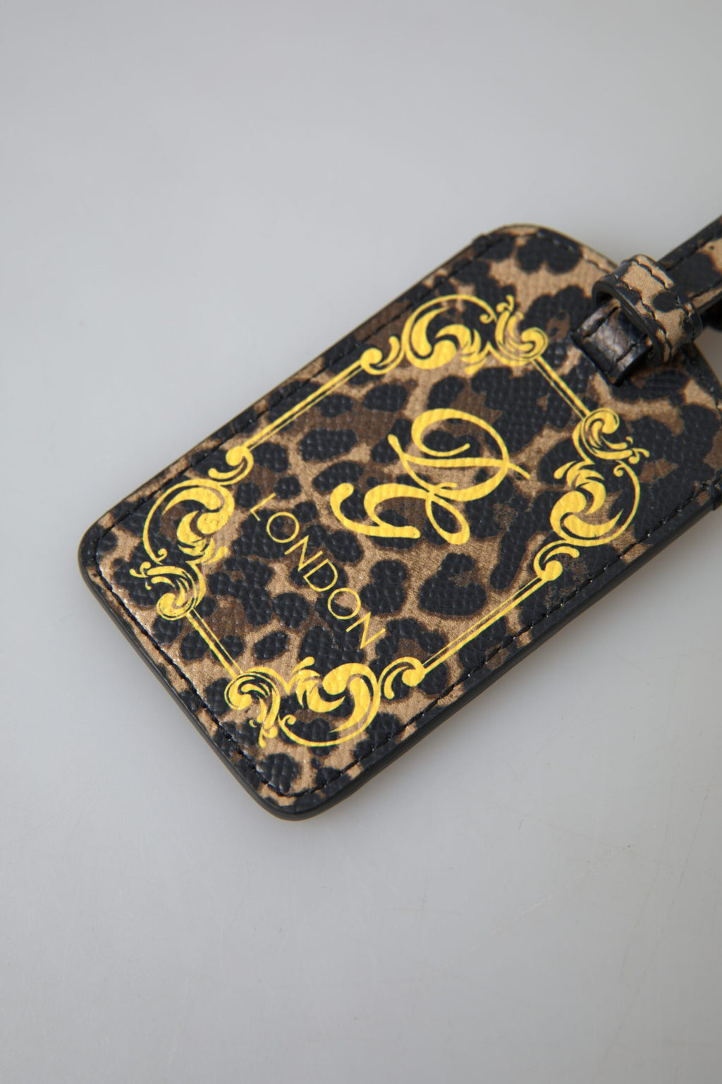 Dolce & Gabbana Multicolor Leopard Dauphine Leather DG Logo Luggage Tag - Maison Luxe