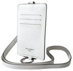 Dolce & Gabbana White Leather Lanyard Logo Card Holder Men Wallet