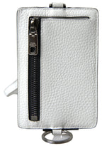 Dolce & Gabbana White Leather Lanyard Logo Card Holder Men Wallet