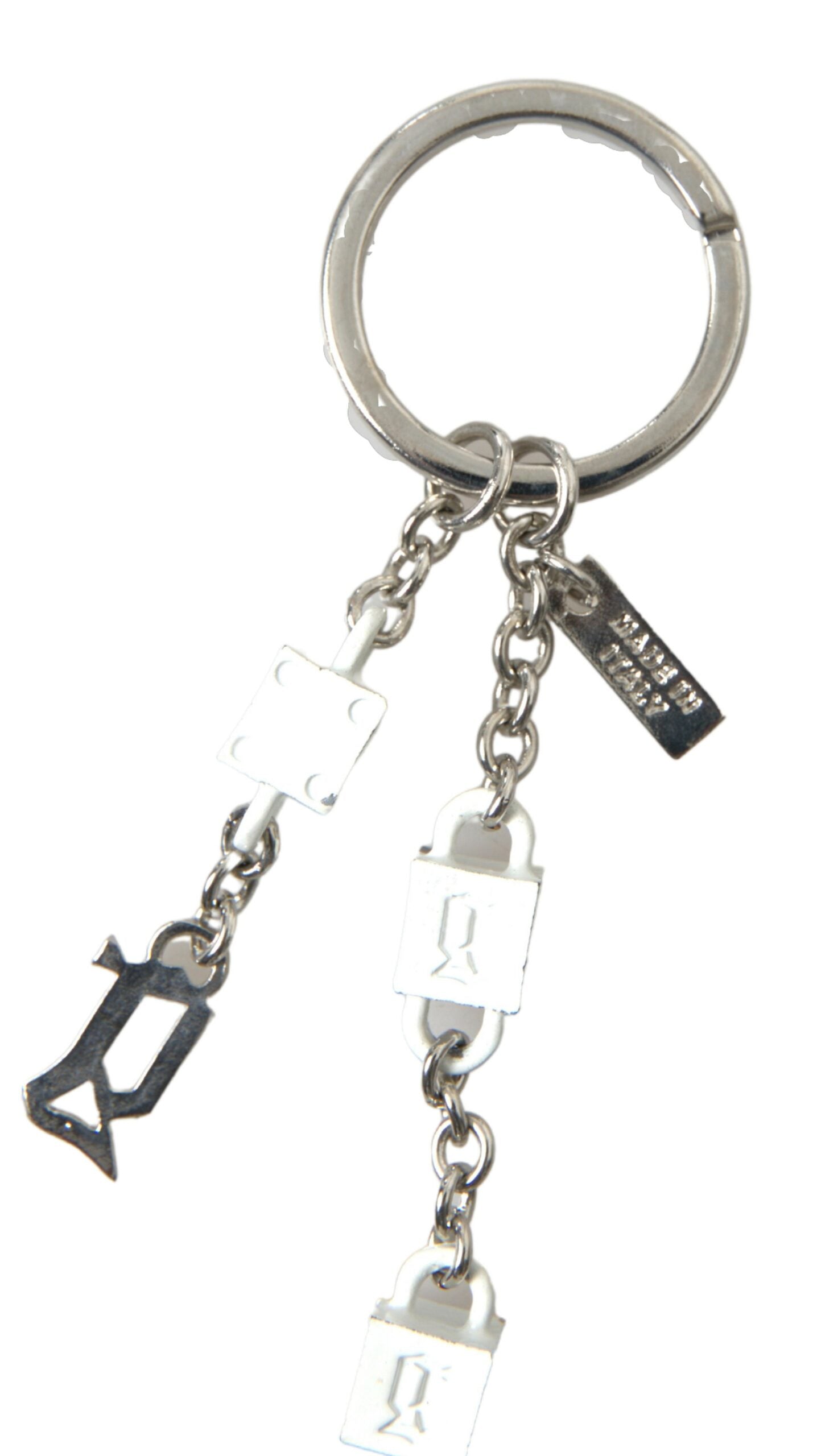 Dolce & Gabbana Silver Tone Metal DG Logo Engraved Keyring Keychain - Maison Luxe