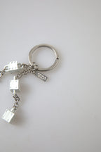 Dolce & Gabbana Silver Tone Metal DG Logo Engraved Keyring Keychain - Maison Luxe