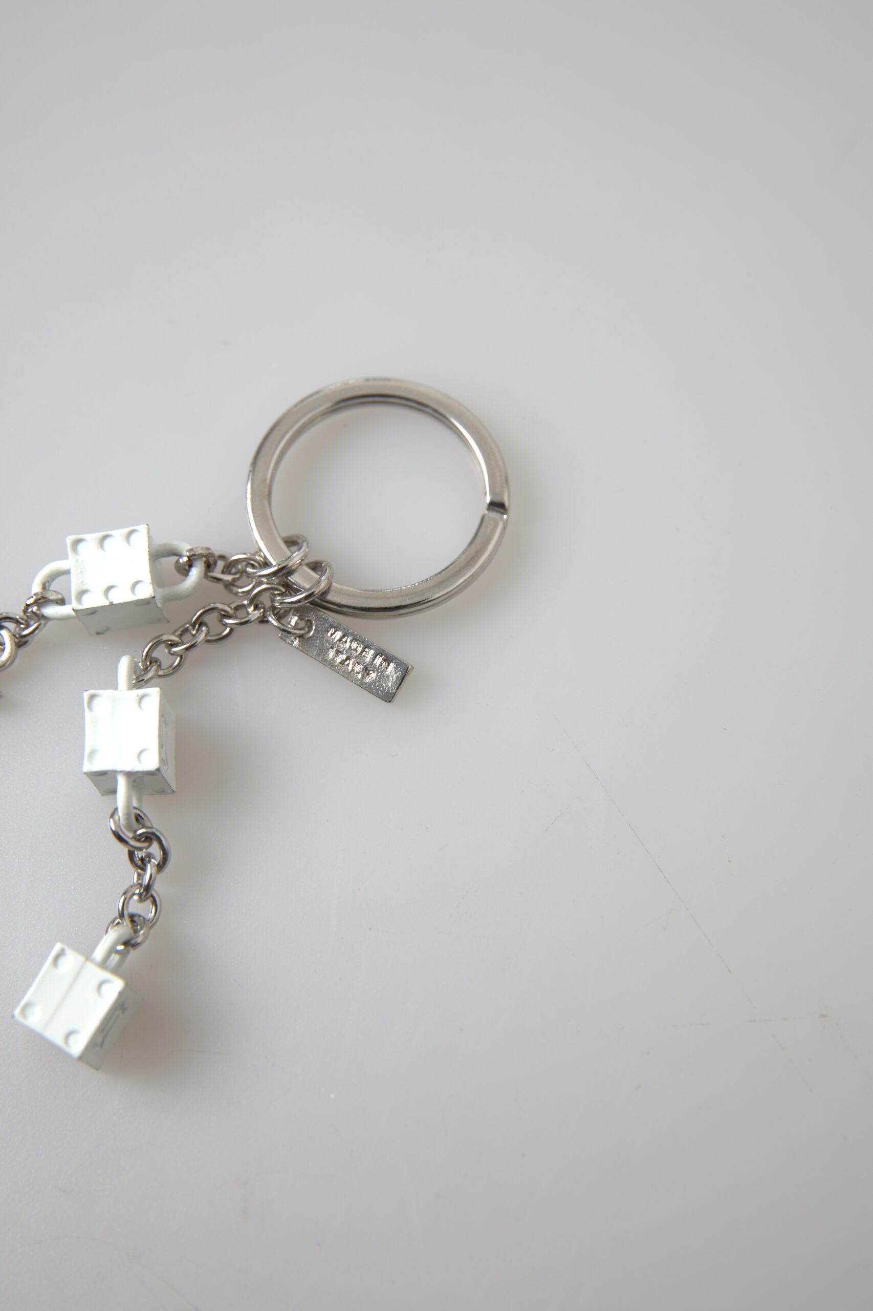 Dolce & Gabbana Silver Tone Metal DG Logo Engraved Keyring Keychain - Maison Luxe