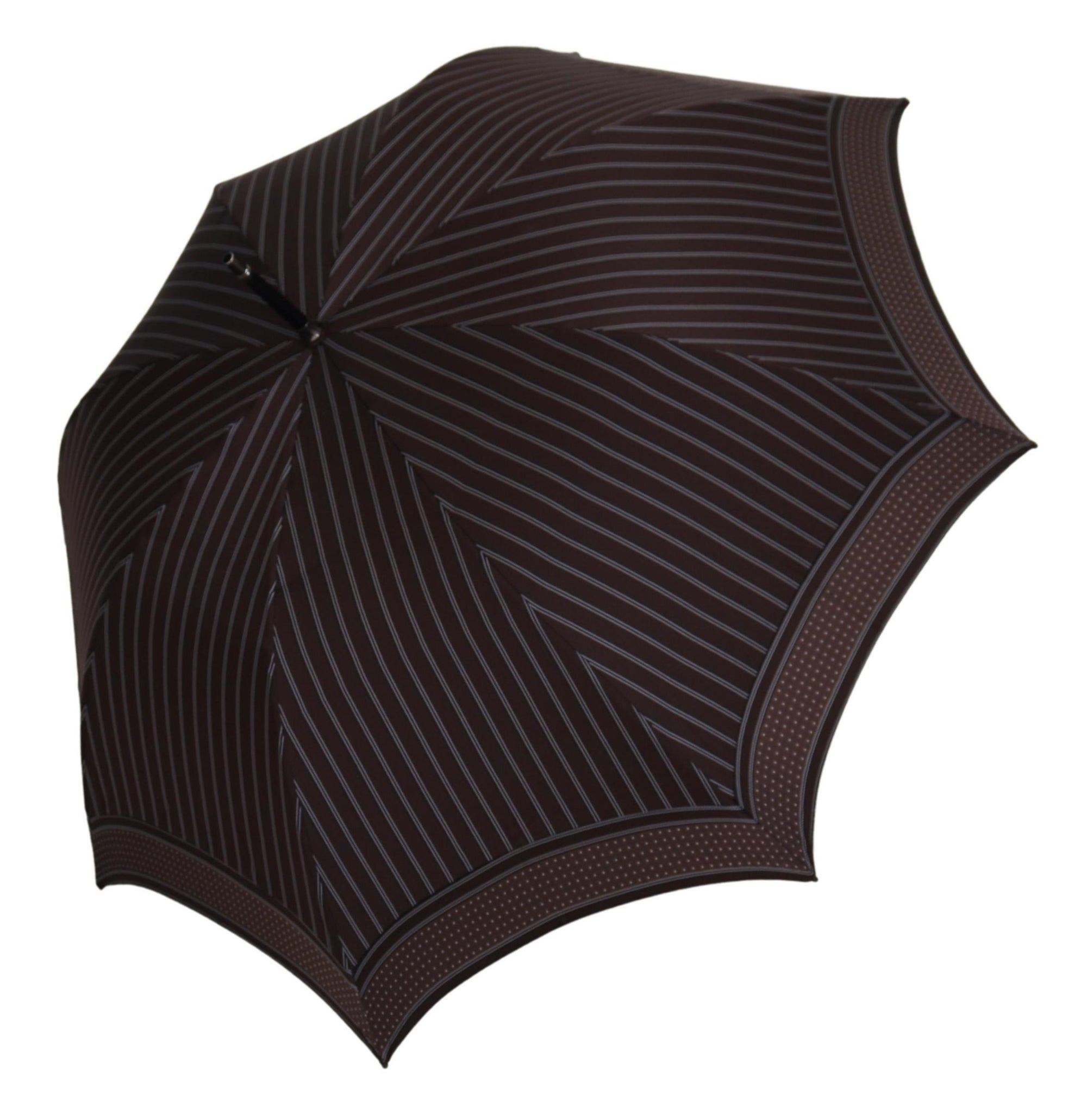 Dolce & Gabbana Brown Striped Leather Handle Collapsible Sartoria Umbrella - Maison Luxe