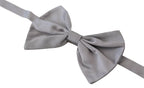 Dolce & Gabbana Bow Tie Men Silver Gray Silk Adjustable Neck Papillon - Maison Luxe