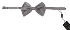 Dolce & Gabbana Bow Tie Men Silver Gray Silk Adjustable Neck Papillon - Maison Luxe