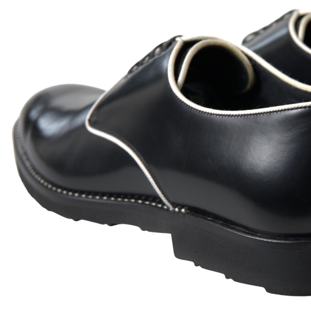 Dolce & Gabbana Black White Leather Formal Shoes