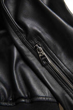 Dolce & Gabbana Black Leather Full Zip Bomber Men Jacket