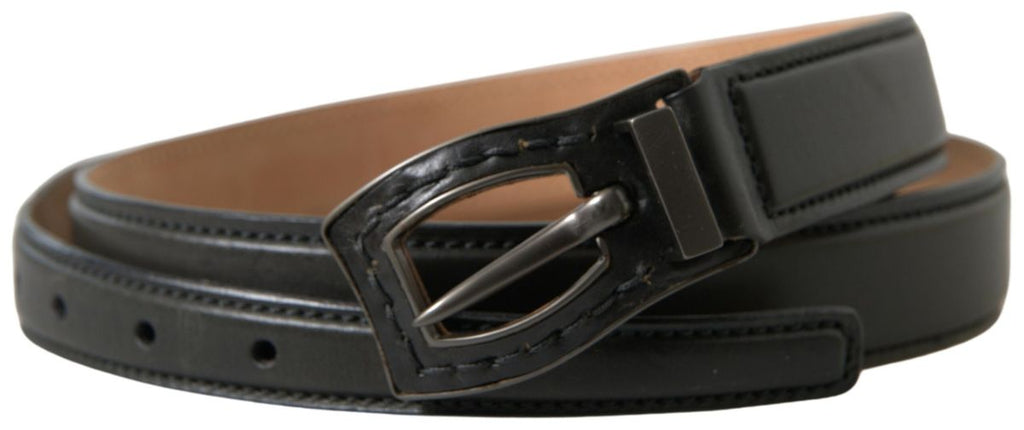 Ermanno Scervino Black Leather Metal Buckle Cintura Belt - Maison Luxe