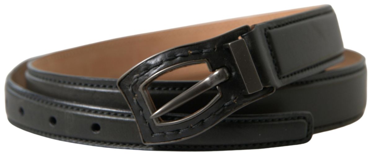 Ermanno Scervino Black Leather Metal Buckle Cintura Belt - Maison Luxe