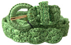 Dolce & Gabbana Green Viscose Weaved Skinny Waist Belt - Maison Luxe