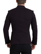 Dolce & Gabbana Purple Logo Embroidery Double Breasted Blazer