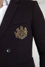 Dolce & Gabbana Purple Logo Embroidery Double Breasted Blazer