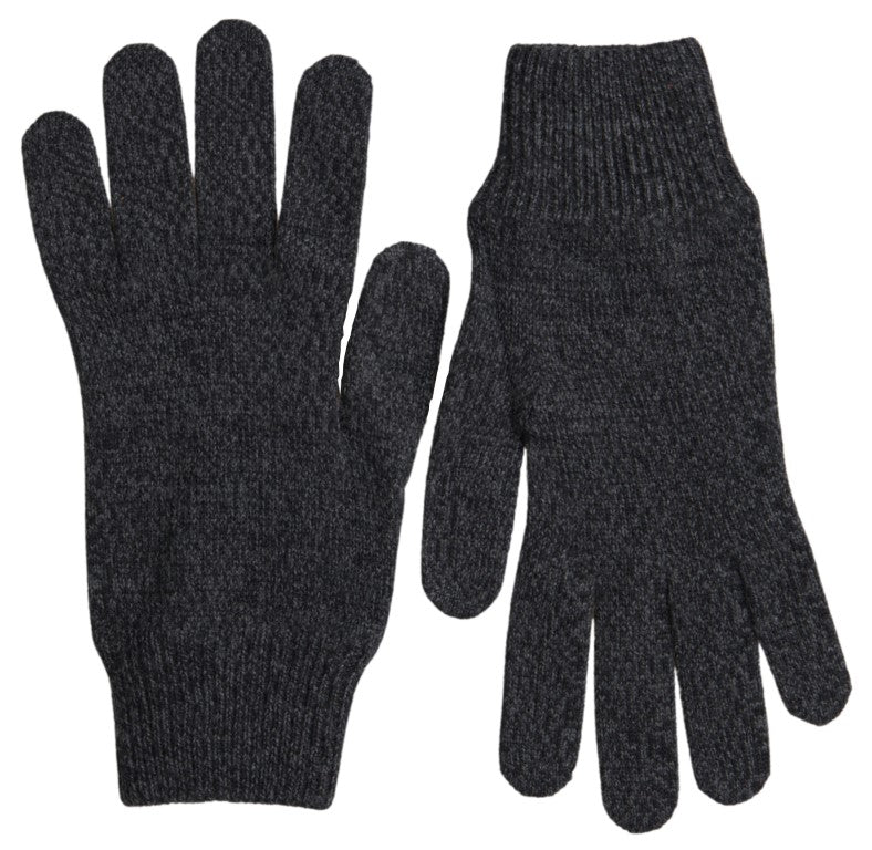 Dolce & Gabbana Gray Virgin Wool Knit Hands Mitten Men Gloves - Maison Luxe