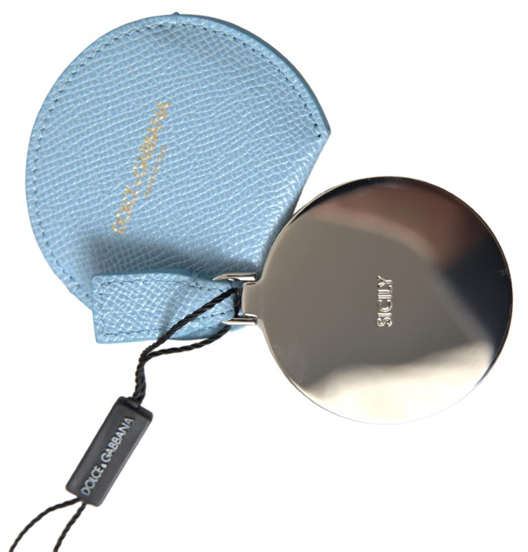 Dolce & Gabbana Light Blue Calfskin Leather Mirror Holder - Maison Luxe
