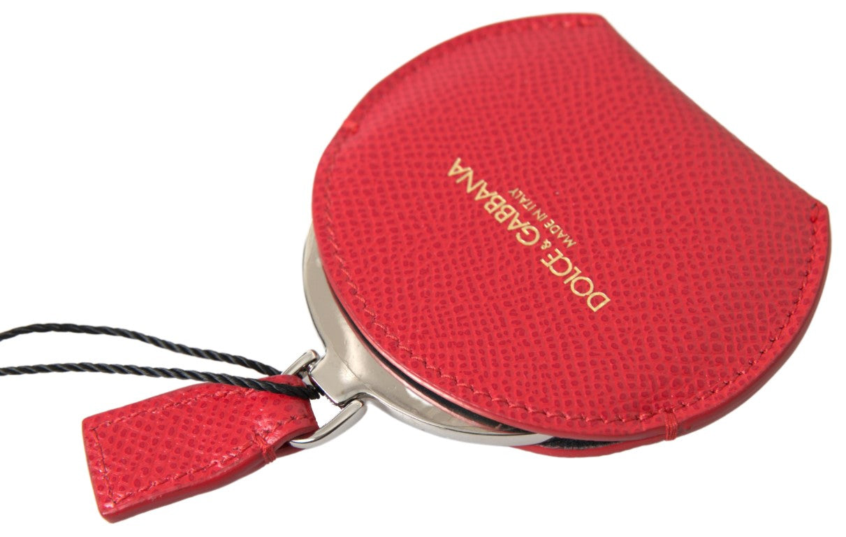Dolce & Gabbana Red Calfskin Leather Hand Mirror Holder - Maison Luxe