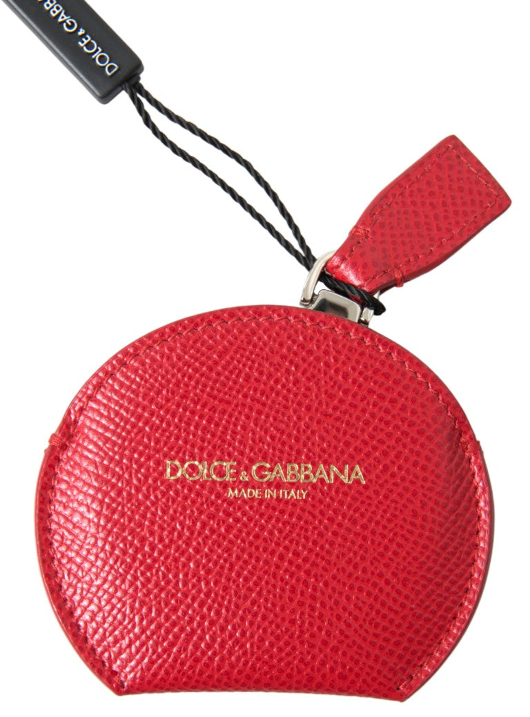 Dolce & Gabbana Red Calfskin Leather Hand Mirror Holder - Maison Luxe