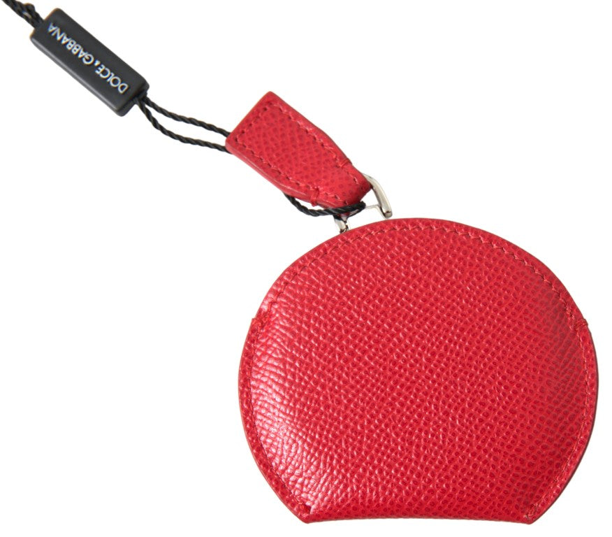 Dolce & Gabbana Red Calfskin Leather Hand Mirror Holder - Maison Luxe