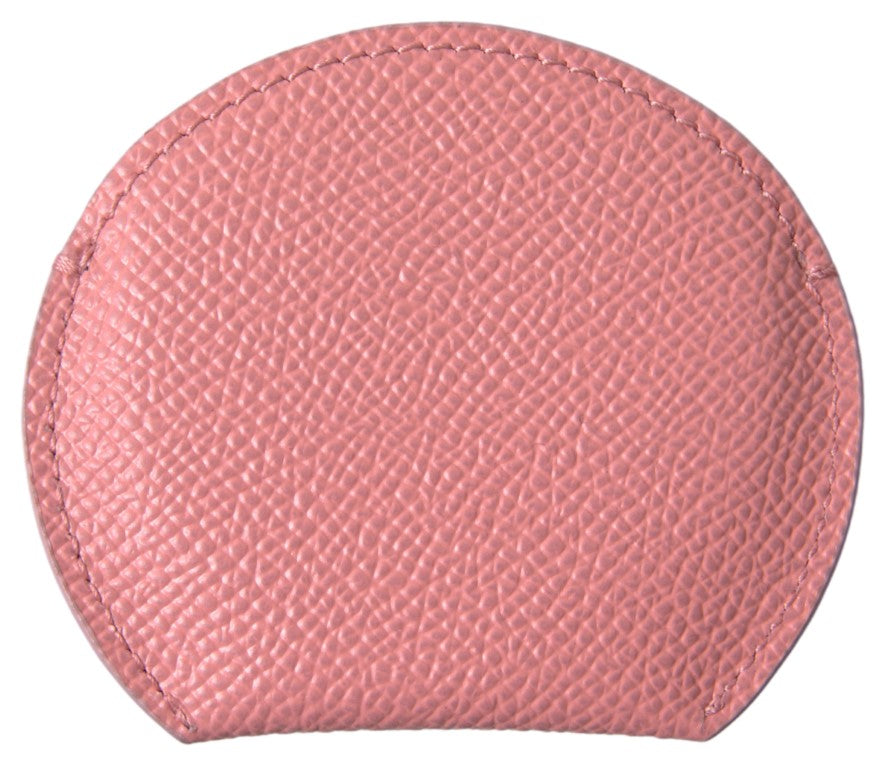Dolce & Gabbana Pink Calfskin Leather Round Mirror Holder - Maison Luxe