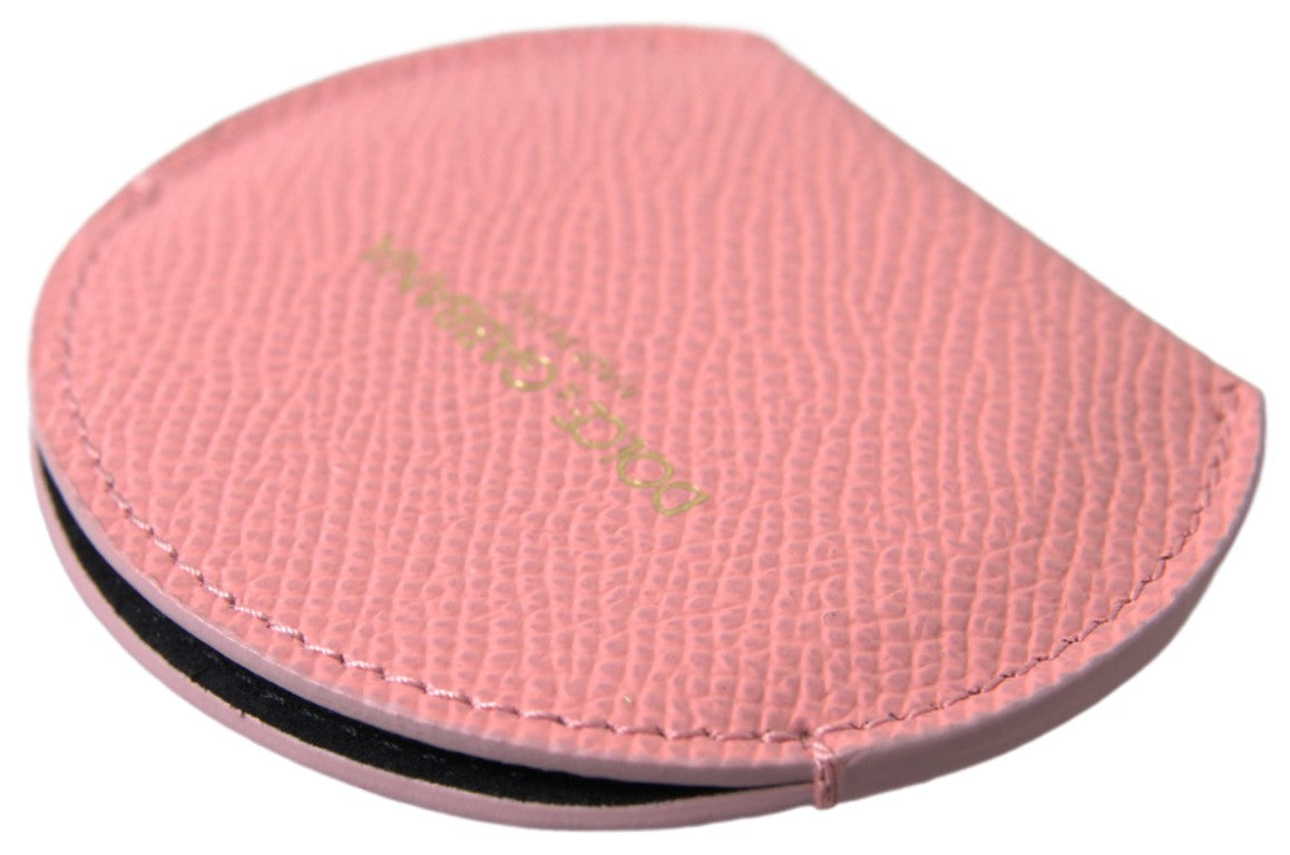 Dolce & Gabbana Pink Calfskin Leather Round Mirror Holder - Maison Luxe