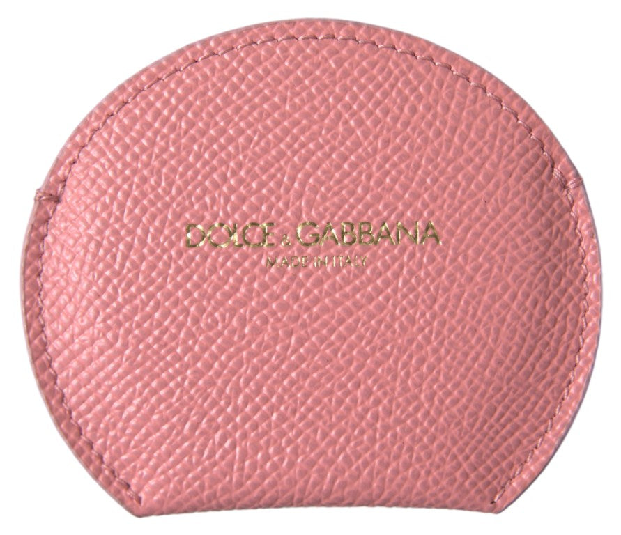 Dolce & Gabbana Pink Calfskin Leather Round Mirror Holder - Maison Luxe