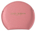 Dolce & Gabbana Pink Calfskin Leather Round Mirror Holder - Maison Luxe