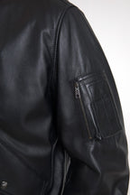Dolce & Gabbana Black Leather Blouson Full Zip Bomber Jacket