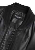 Dolce & Gabbana Black Leather Blouson Full Zip Bomber Jacket