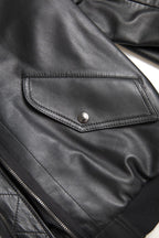 Dolce & Gabbana Black Leather Blouson Full Zip Bomber Jacket