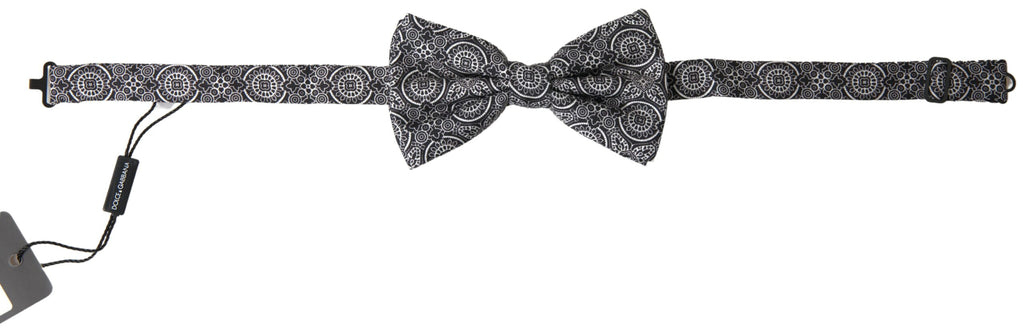 Dolce & Gabbana Black White Pattern Adjustable Neck Papillon Bow Tie - Maison Luxe