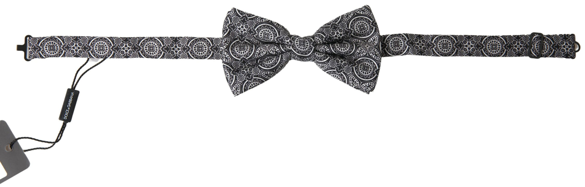 Dolce & Gabbana Black White Pattern Adjustable Neck Papillon Bow Tie - Maison Luxe