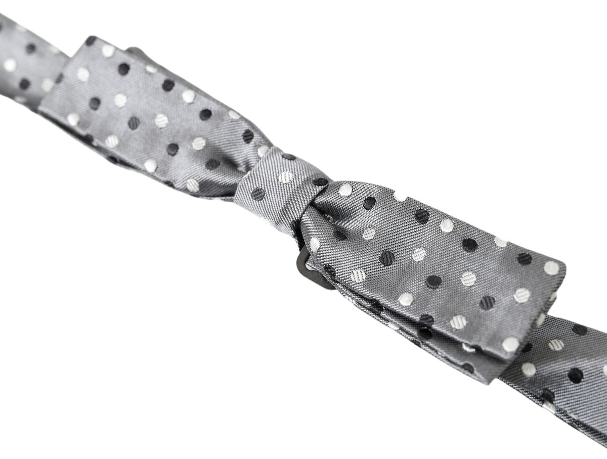 Dolce & Gabbana Gray Polka Dot Silk Adjustable Men Neck Papillon Bow Tie - Maison Luxe