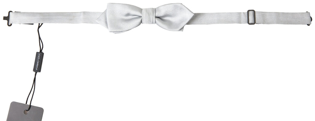 Dolce & Gabbana Gray Silk Adjustable Men Neck Papillon Bow Tie - Maison Luxe