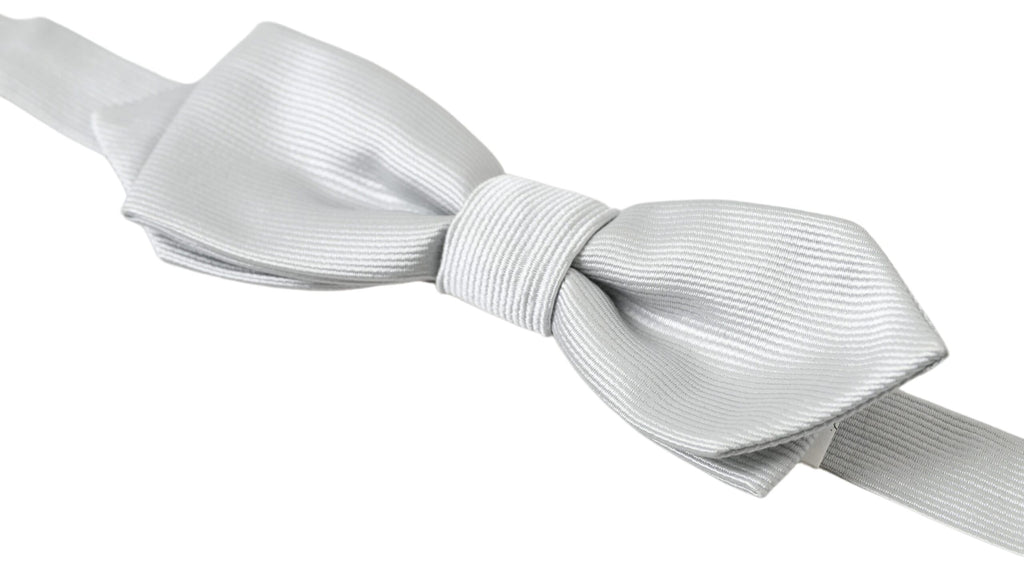 Dolce & Gabbana Gray Silk Adjustable Men Neck Papillon Bow Tie - Maison Luxe