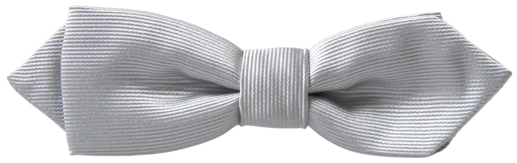 Dolce & Gabbana Gray Silk Adjustable Men Neck Papillon Bow Tie - Maison Luxe