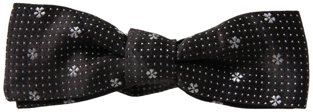 Dolce & Gabbana Black Patterned Silk Adjustable Men Neck Papillon Bow Tie - Maison Luxe