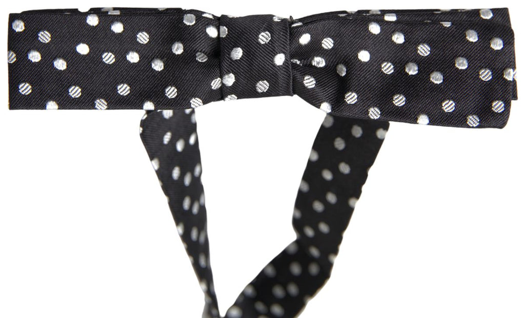Dolce & Gabbana Black Polka Dot Silk Adjustable Men Neck Papillon Bow Tie - Maison Luxe