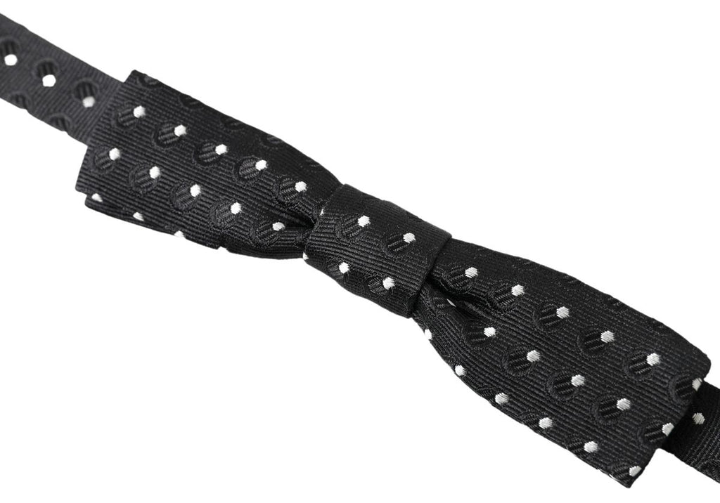 Dolce & Gabbana Black Polka Dot Silk Adjustable Men Neck Papillon Bow Tie - Maison Luxe