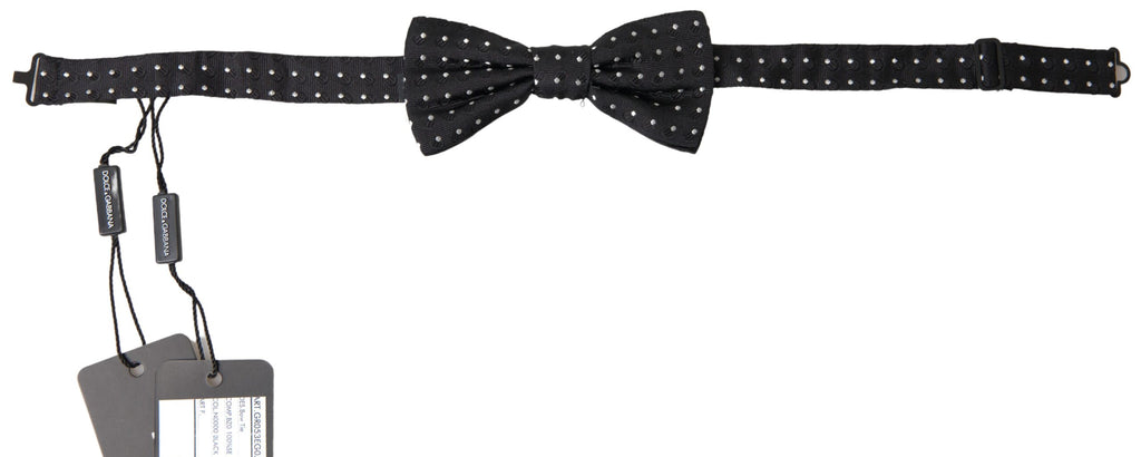 Dolce & Gabbana Black Polka Dot Silk Adjustable Men Neck Papillon Bow Tie - Maison Luxe