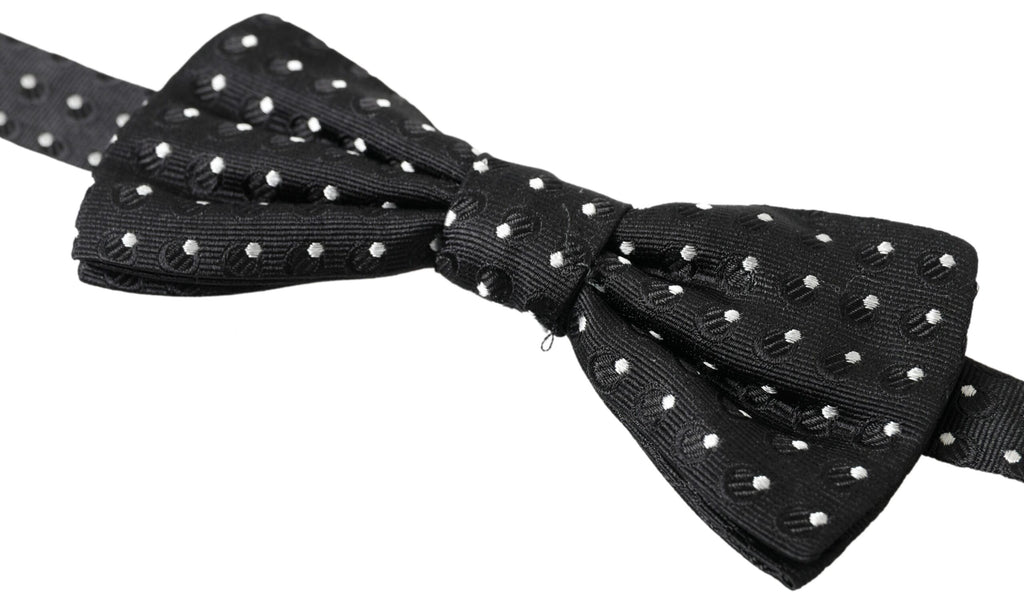 Dolce & Gabbana Black Polka Dot Silk Adjustable Men Neck Papillon Bow Tie - Maison Luxe