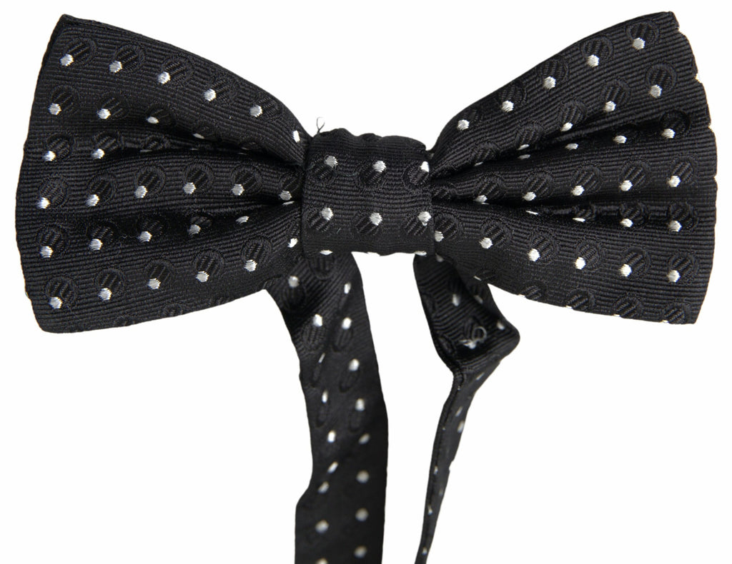 Dolce & Gabbana Black Polka Dot Silk Adjustable Men Neck Papillon Bow Tie - Maison Luxe