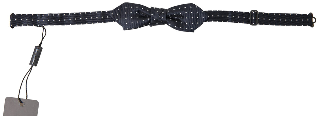 Dolce & Gabbana Blue Polka Dot Silk Adjustable Men Neck Papillon Bow Tie - Maison Luxe