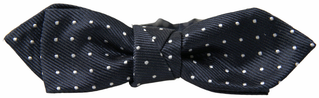 Dolce & Gabbana Blue Polka Dot Silk Adjustable Men Neck Papillon Bow Tie - Maison Luxe