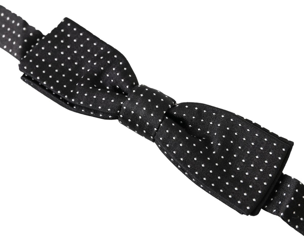 Dolce & Gabbana Black Polka Dot Silk Adjustable Men Neck Papillon Bow Tie - Maison Luxe