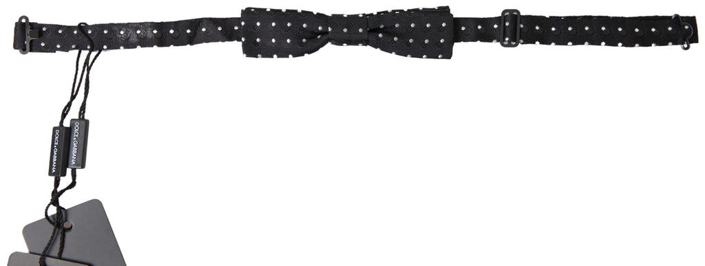 Dolce & Gabbana Black Polka Dot Silk Adjustable Men Neck Papillon Bow Tie - Maison Luxe