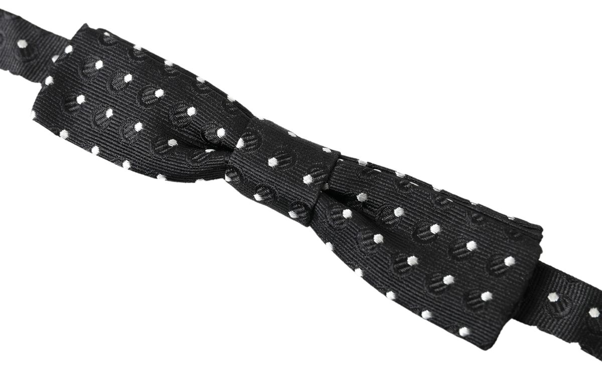 Dolce & Gabbana Black Polka Dot Silk Adjustable Men Neck Papillon Bow Tie - Maison Luxe
