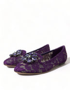 Dolce & Gabbana Purple Vally Taormina Lace Crystals Flats Shoes