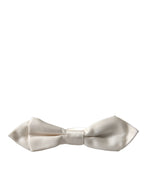 Dolce & Gabbana White Silk Slim Adjustable Neck Papillon Bow Tie - Maison Luxe