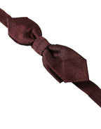 Dolce & Gabbana Red Bordeaux Silk Slim Adjustable Neck Papillon Bow Tie - Maison Luxe