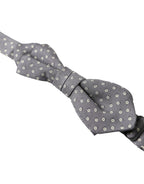 Dolce & Gabbana Gray Polka Dots Silk Adjustable Neck Papillon Bow Tie - Maison Luxe